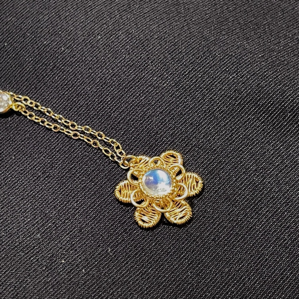 Handmade Moonstone Wire Wrapped Pendant Necklace